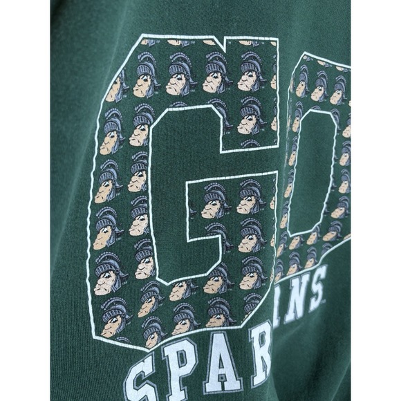 Vtg Michigan State Spartans Crewneck Sweatshirt 90s DOUBLE SIDE XL MSU Sparty - Picture 11 of 12
